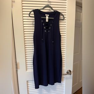 Tommy Bahama Island Cays lace-up dress coverup, navy blue, medium, worn twice